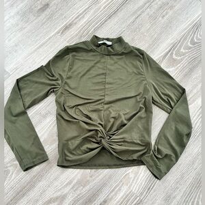 GAZE Long Sleeve Twist Top | S | Olive